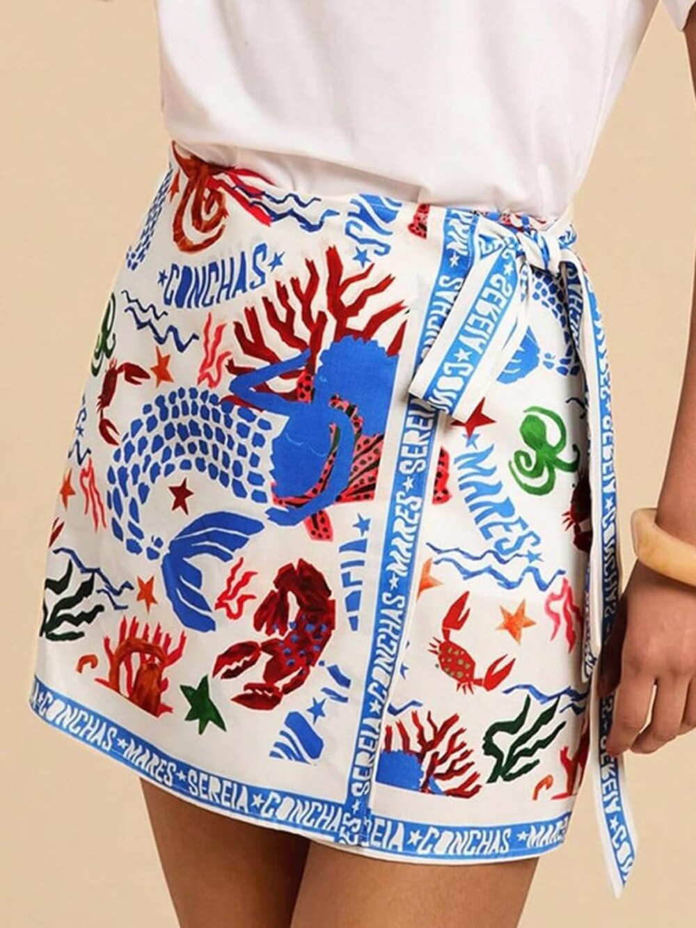 Womens Wrap Skirt Summer A Line Mini Skirts Boho Mermaid Floral Printed Tie Side - Picture 3 of 6